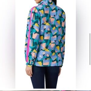 Coach silk tie neck geometric blouse NWT